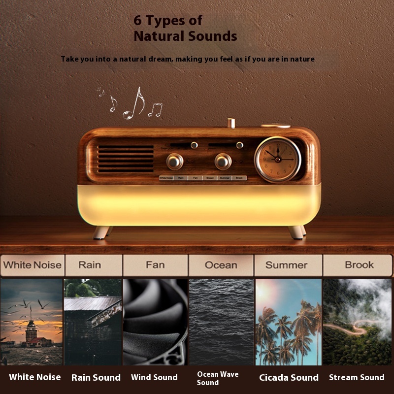 Natural scene speaker retro, white noise Bluetooth night light speaker, birthday gift