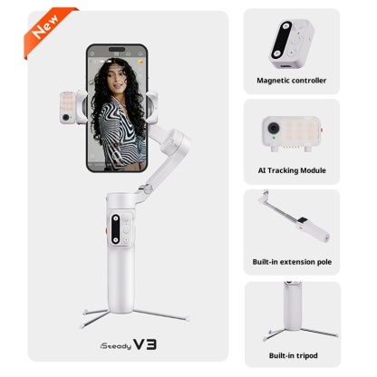 Mobile gimbal, three-axis anti shake stabilizer, handheld travel selfie vlog intelligent follow-up gimbal