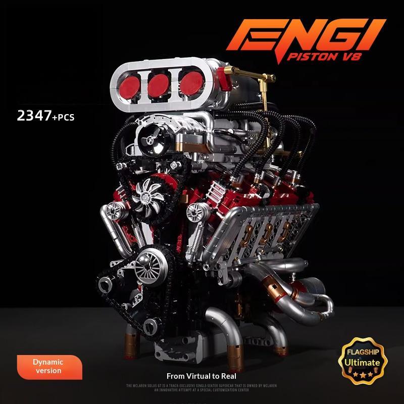 Ultra difficult V8 engine assembly model, boy's gift