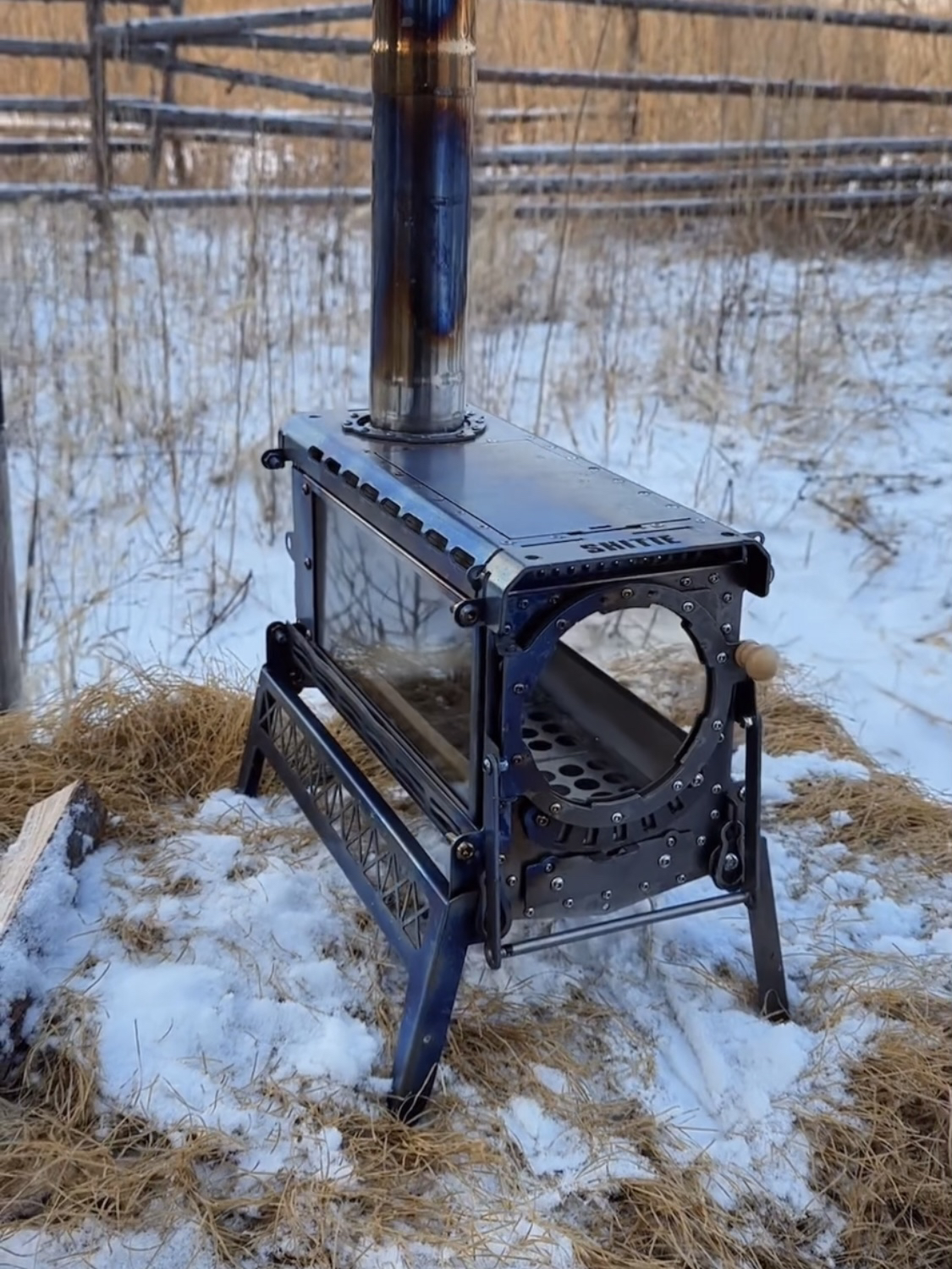 Stainless steel outdoor wood stove, barbecue, picnic, tent stove