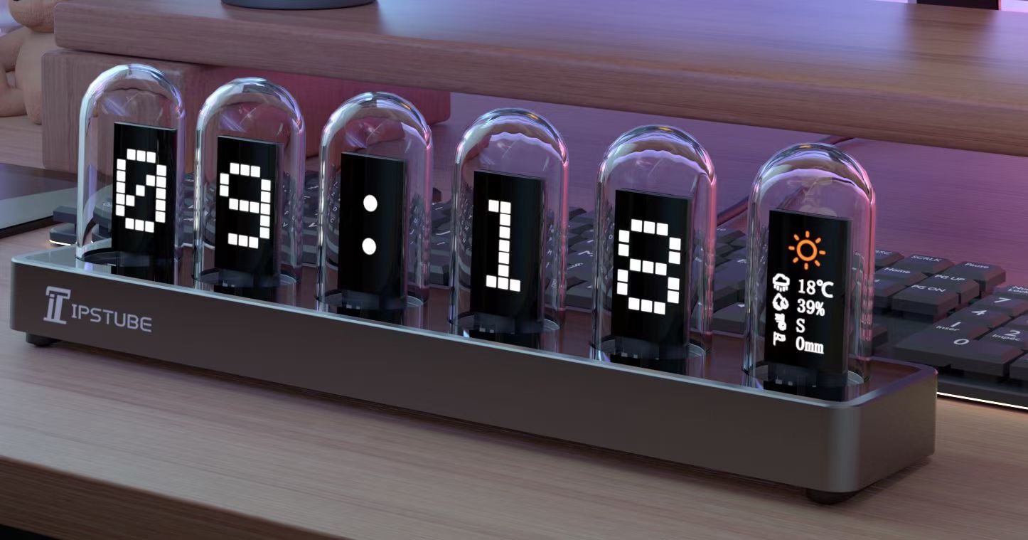 Gixie RGB Glow Tube Clock Steampunk Creative Alarm Clock Computer Peripherals