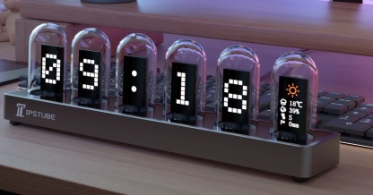 Gixie RGB Glow Tube Clock Steampunk Creative Alarm Clock Computer Peripherals