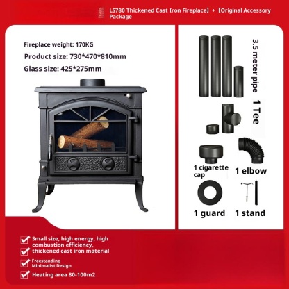 Firewood independent cast iron fireplace