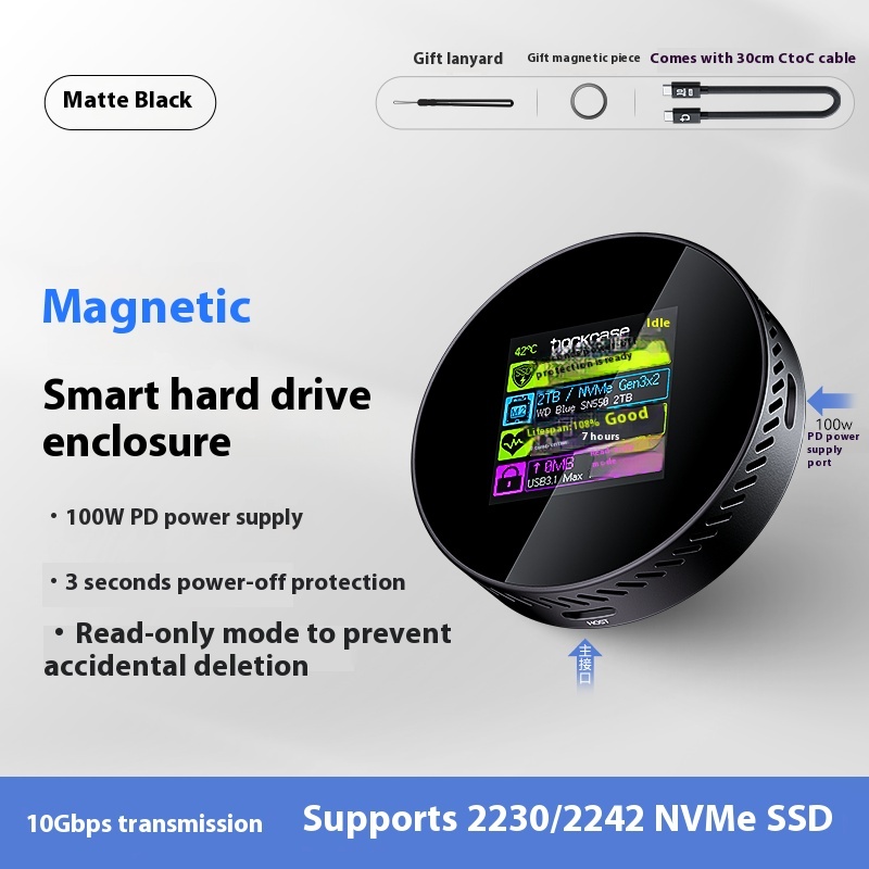Solid state drive box, external portable hard drive, portable, suitable for computers, tablets, and mobile phones