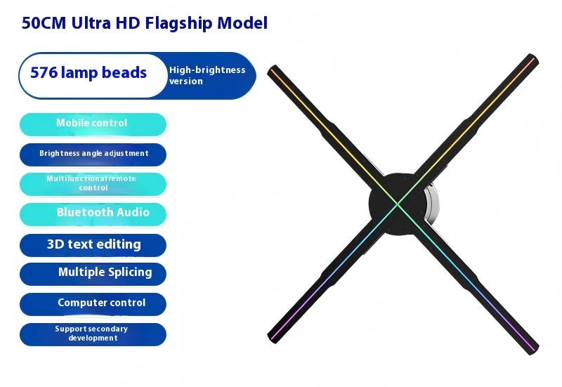 Naked eye 3D holographic projector aerial imaging rotating LED display screen