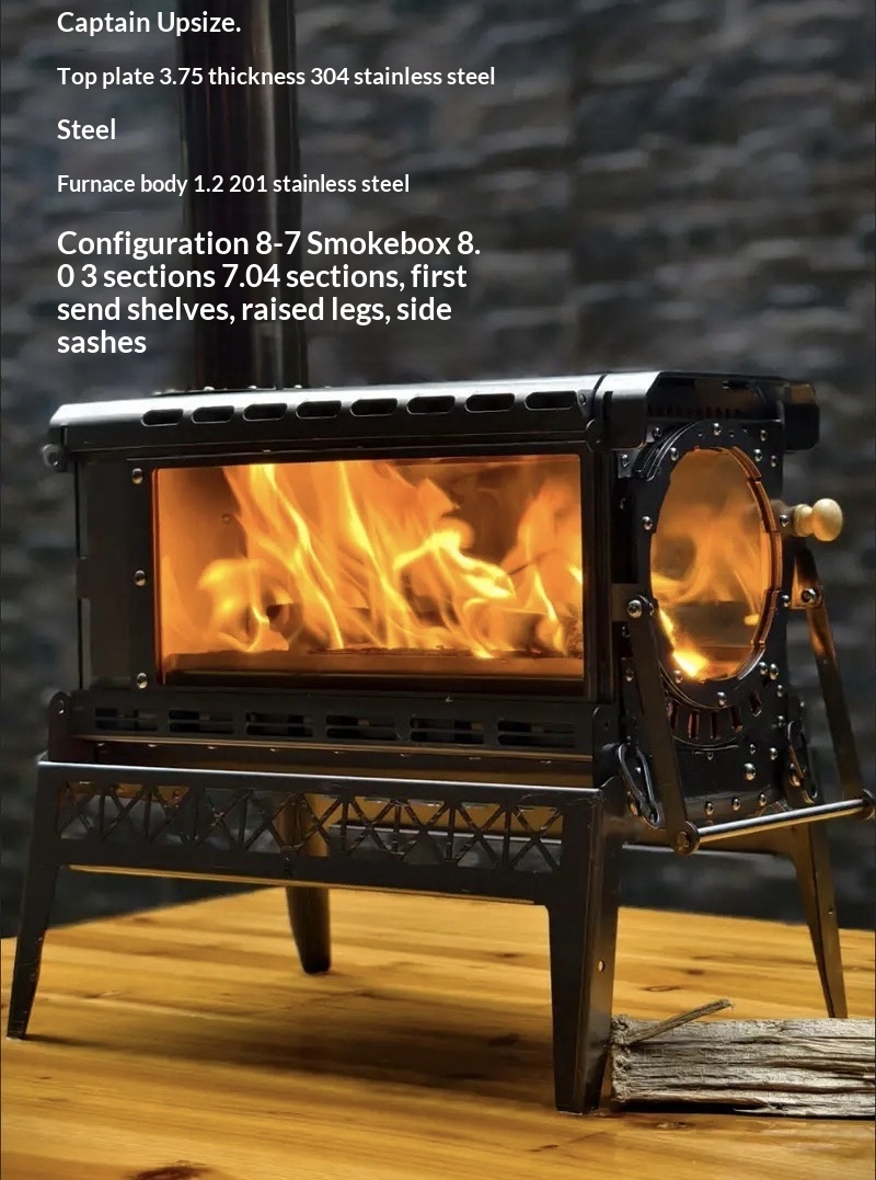 Stainless steel outdoor wood stove, barbecue, picnic, tent stove