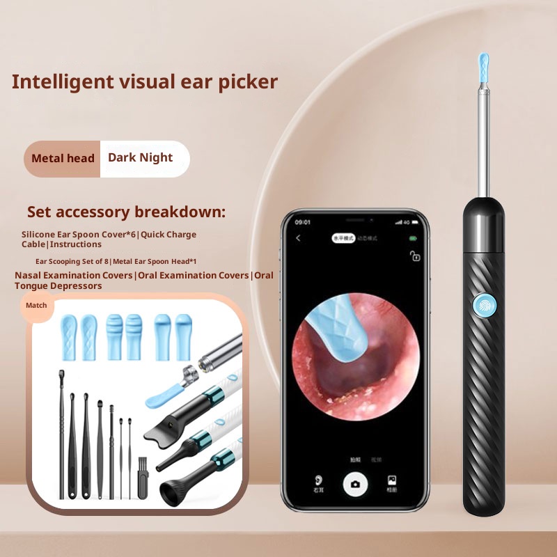 High definition visual ear digging tool, intelligent high-definition luminous ear digging spoon for children