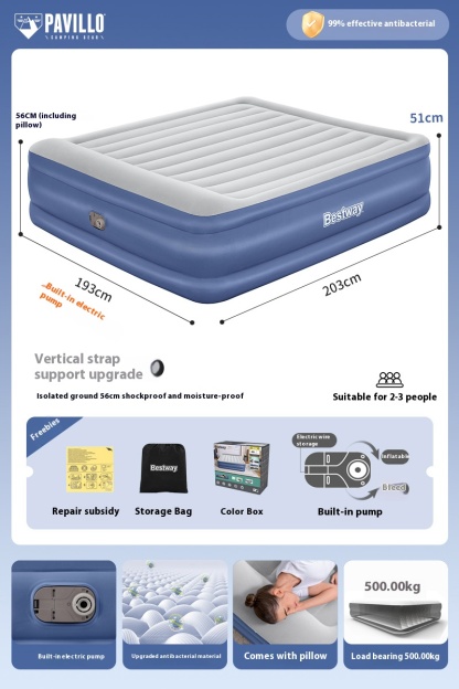 Outdoor camping inflatable fully automatic double and single portable sleeping mat
