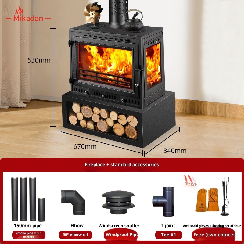 Household wood fireplace, indoor cast iron wood stove