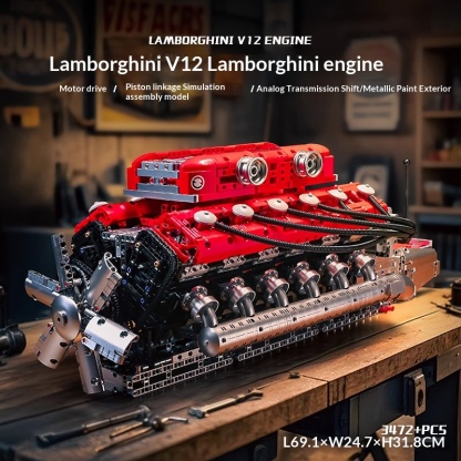 Mechanical linkage V8 multi cylinder engine building block assembly model