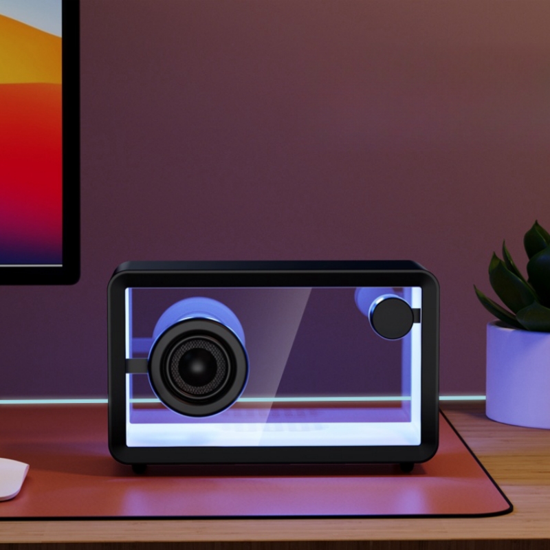 High end wireless transparent Bluetooth speaker, desktop subwoofer desktop ornament gift