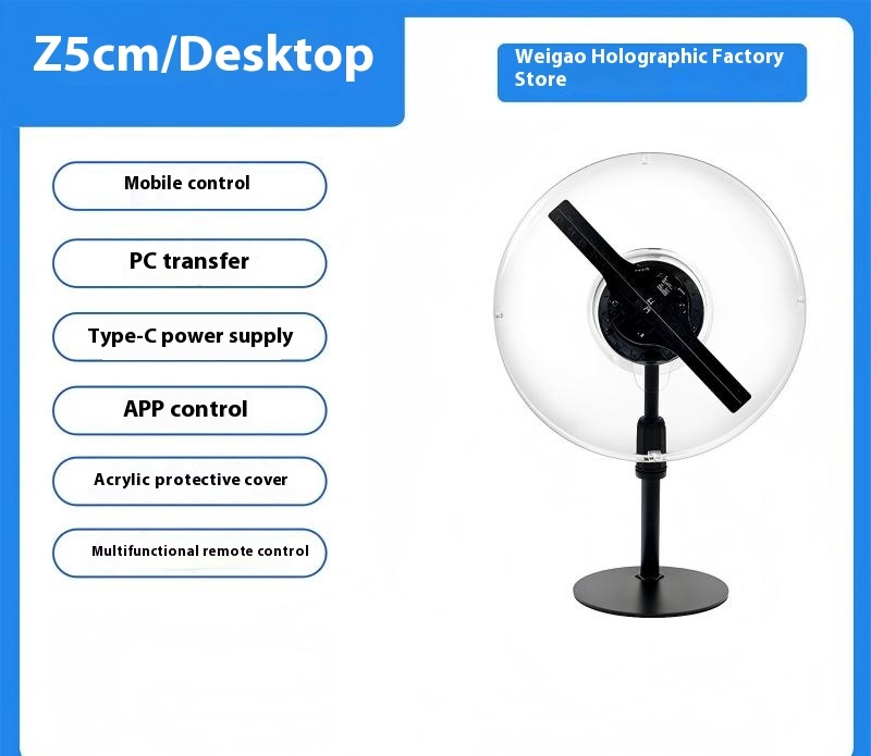 Naked eye 3D holographic projection desktop mini small-sized suspended stereoscopic advertising machine