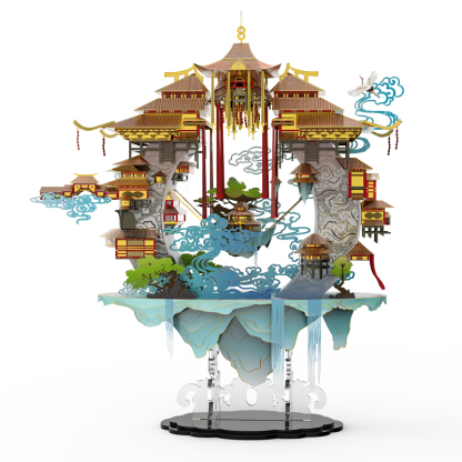 Chinese style, 3D three-dimensional metal, ancient architecture, high difficulty DIY collectibles