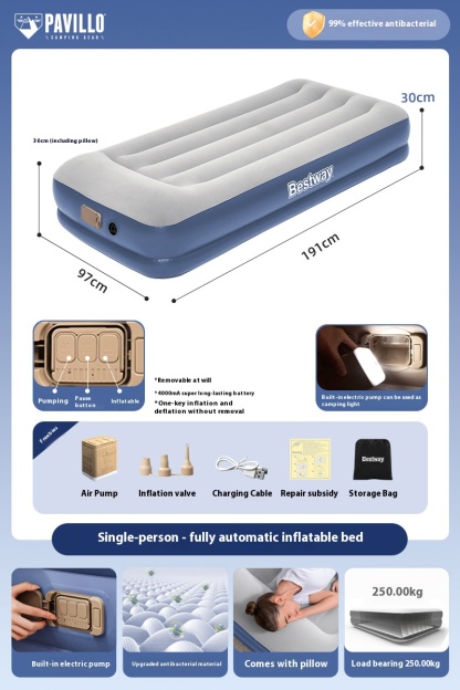 Outdoor camping inflatable fully automatic double and single portable sleeping mat