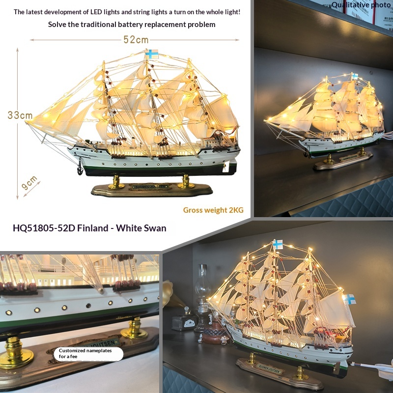 Finland White Swan sailboat assembly model, high-end gift, DIY manual ship model