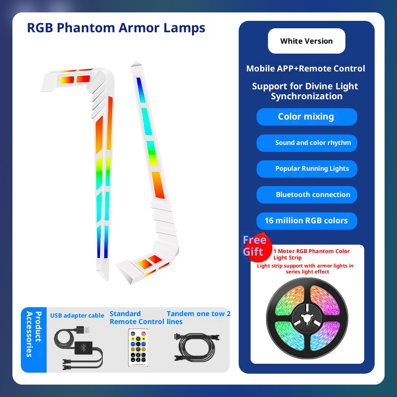 Computer room RGB ambient light, iridescent chasing LED voice controlled music rhythm light