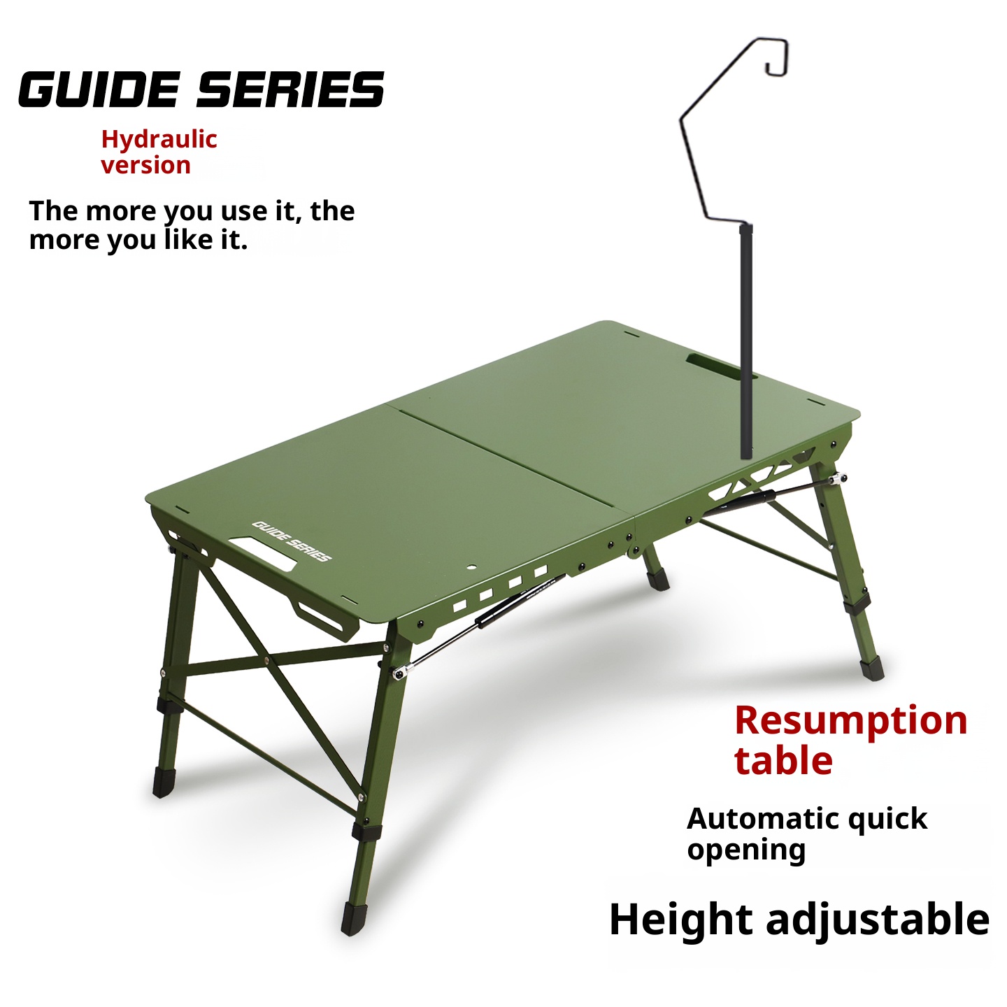 Outdoor camping table height adjustable, aluminum alloy automatic opening tactical folding table