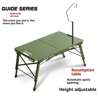 Outdoor camping table height adjustable, aluminum alloy automatic opening tactical folding table