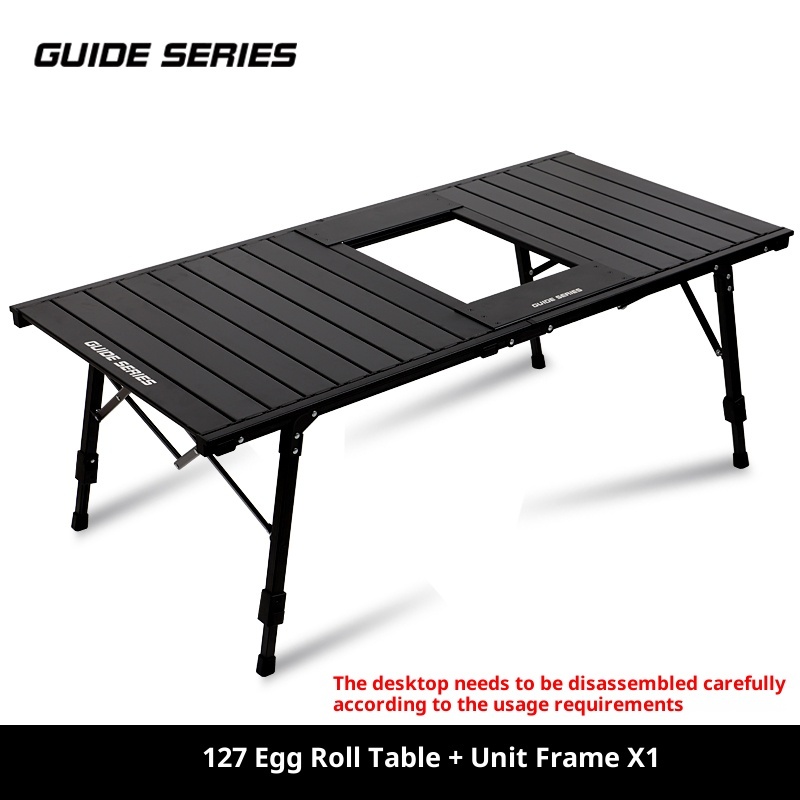 Outdoor folding table, adjustable table for picnicking, camping table