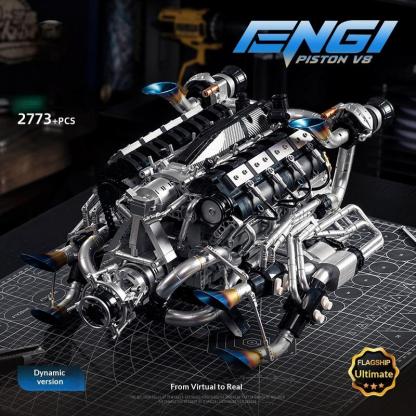 Ultra difficult V8 engine assembly model, boy's gift