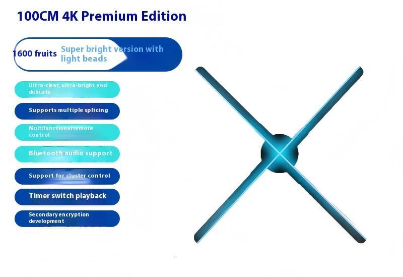 Naked eye 3D holographic projector aerial imaging rotating LED display screen