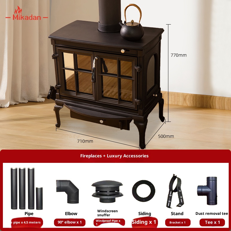 Household wood fireplace, indoor cast iron wood stove