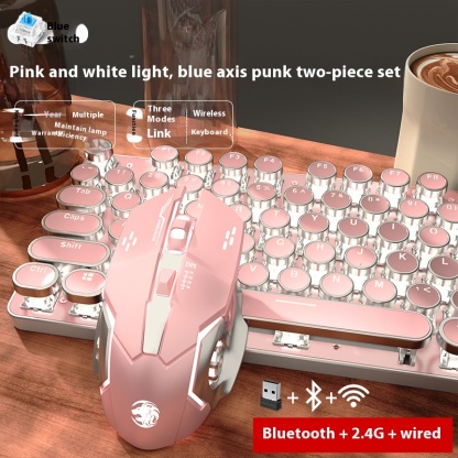 Wireless Bluetooth Mouse Set Punk Girls Computer Gaming Esports Specialized Mechanical Keyboard