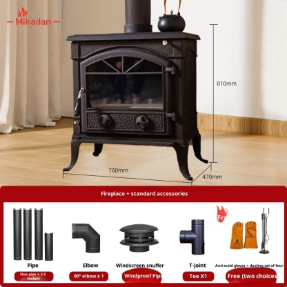 Household wood fireplace, indoor cast iron wood stove