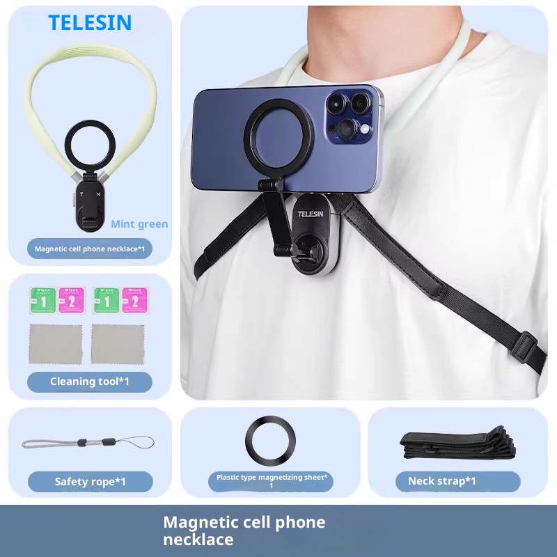 Mobile phone magnetic neck holder, chest mounted anti shake live streaming holder for shooting, VLOG cycling holder