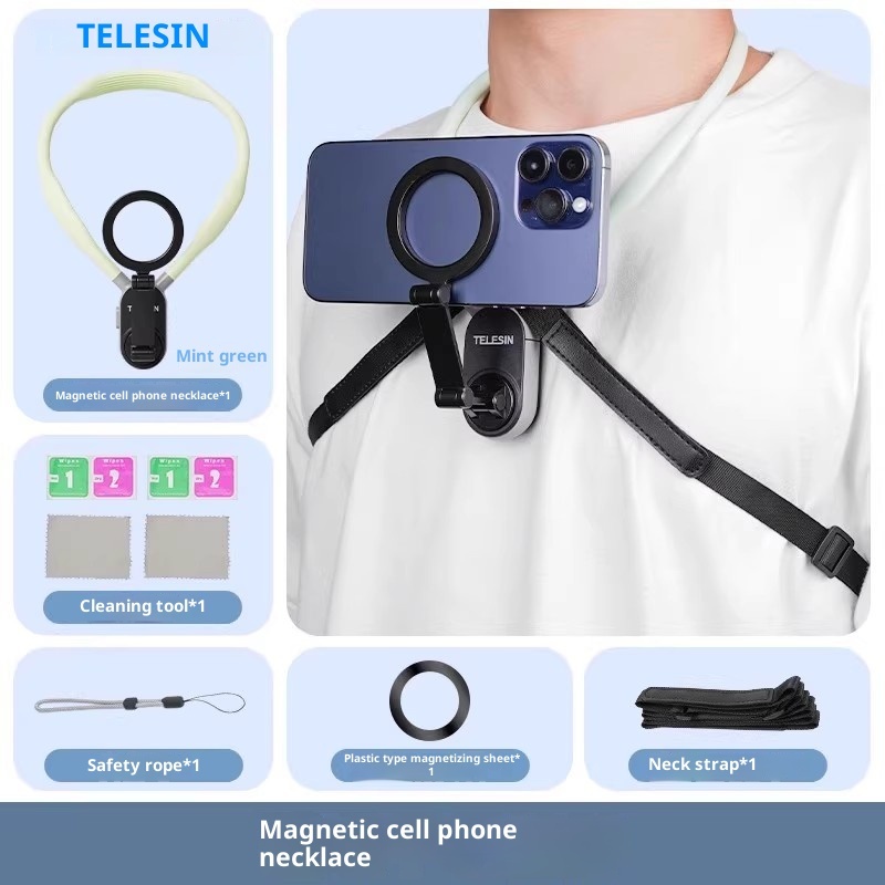 Mobile phone magnetic neck holder, chest mounted anti shake live streaming holder for shooting, VLOG cycling holder