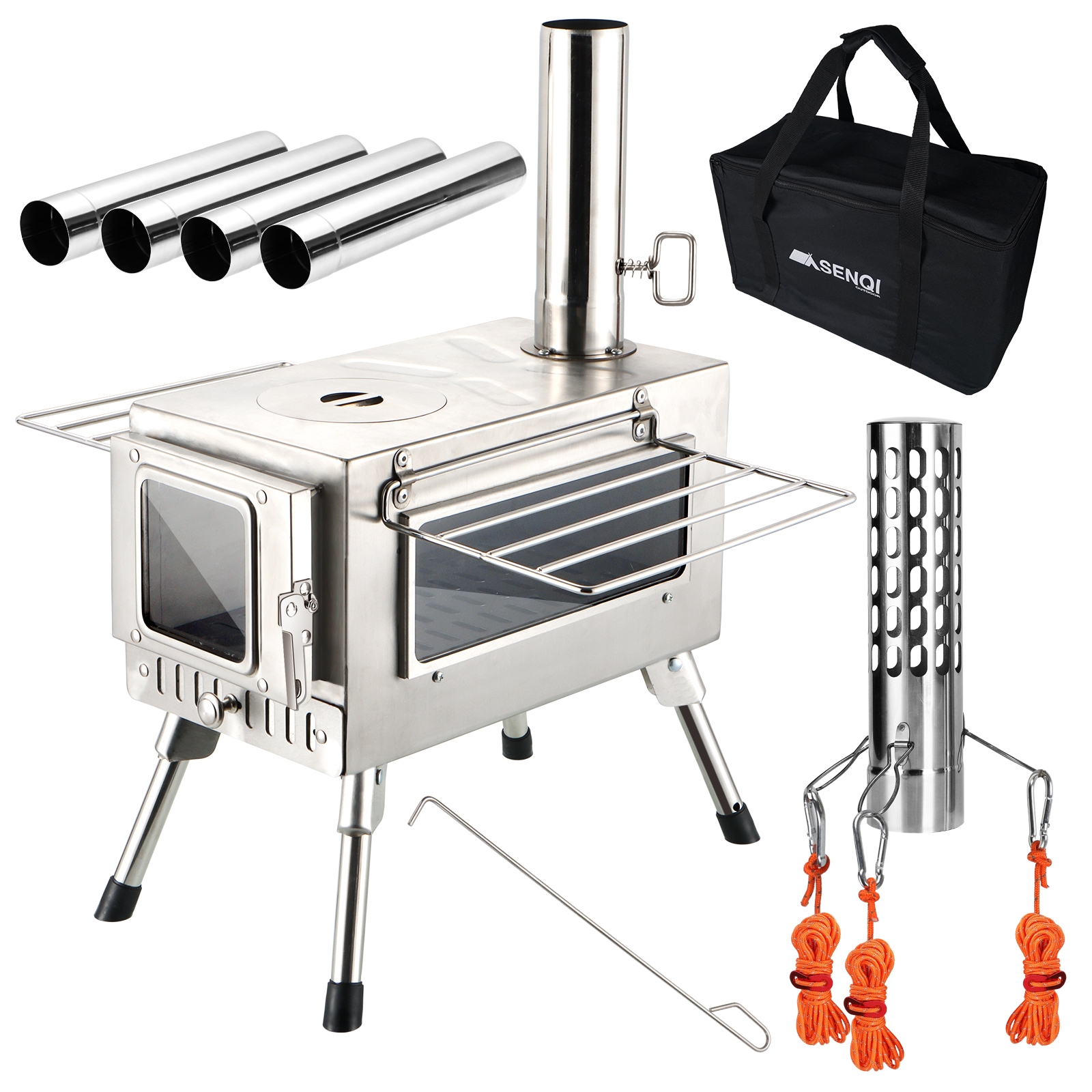 Outdoor camping multifunctional, foldable and portable, stainless steel firewood stove