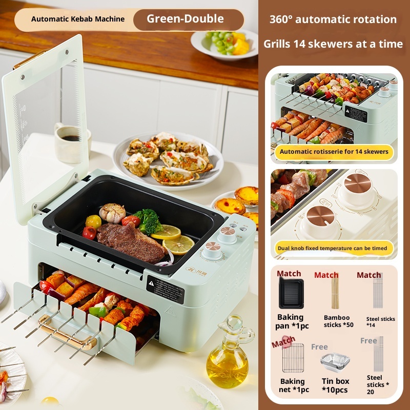 Fully automatic rotary frying and baking machine, household smoke-free electric oven