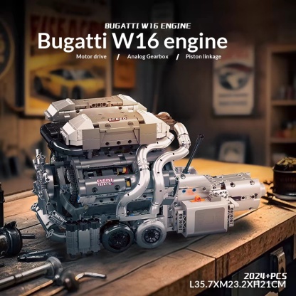 Mechanical linkage V8 multi cylinder engine building block assembly model