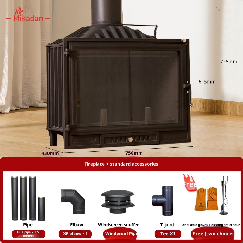 Household wood fireplace, indoor cast iron wood stove