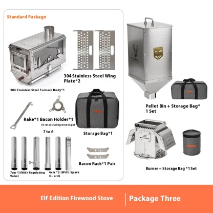 Wilderness Hunter Outdoor Camping Firewood Stove, Tent Stove, 304 Stainless Steel Folding Oven