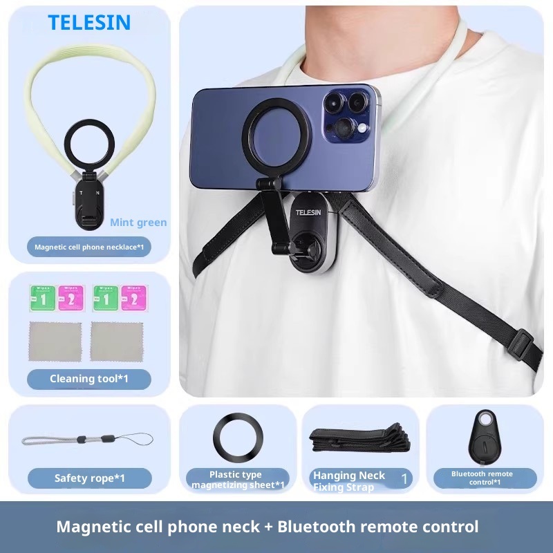 Mobile phone magnetic neck holder, chest mounted anti shake live streaming holder for shooting, VLOG cycling holder