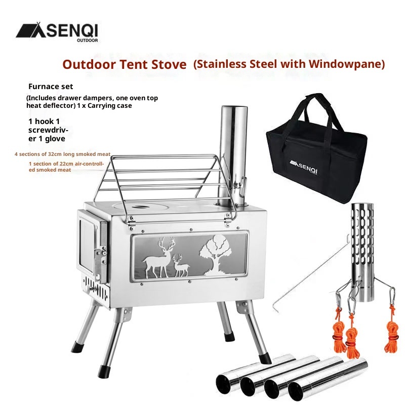 Outdoor camping multifunctional, foldable and portable, stainless steel firewood stove