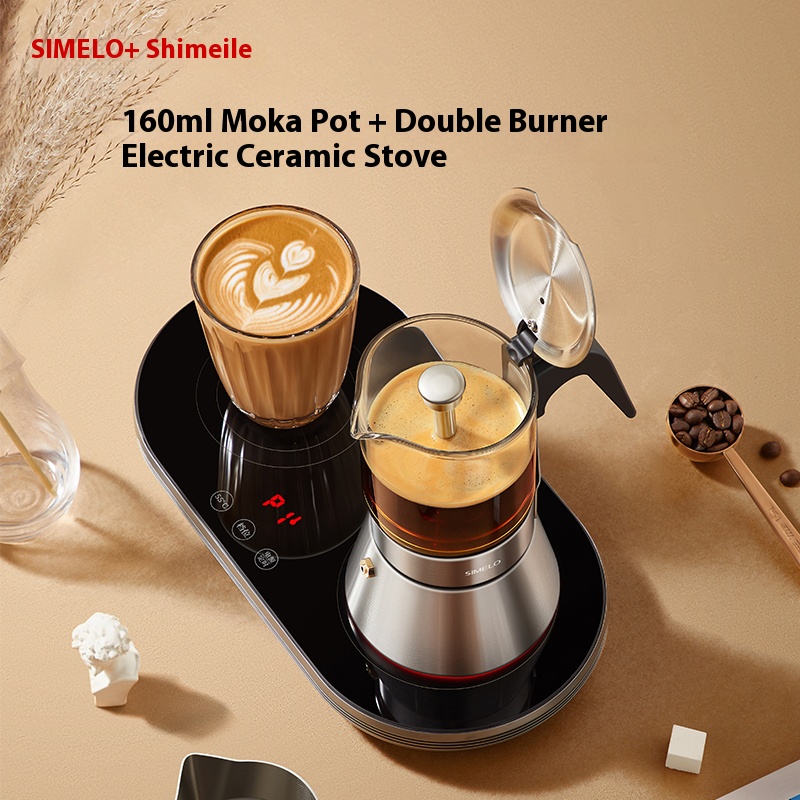 Double valve Mocha pot, coffee maker, electric grinder, coffee grinder set