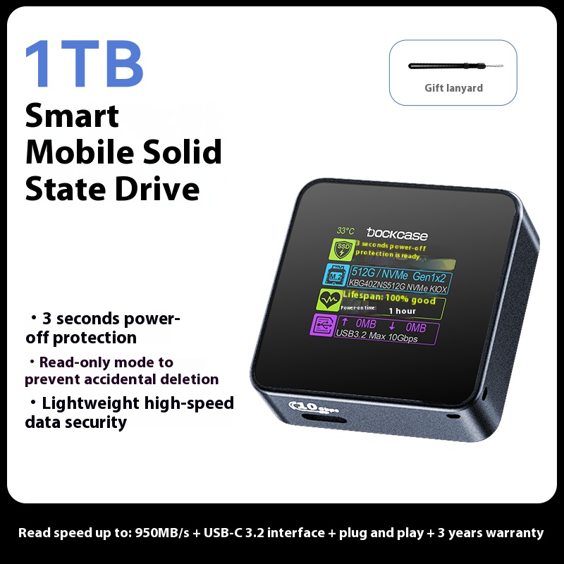 Solid state drive box, external portable hard drive, portable, suitable for computers, tablets, and mobile phones