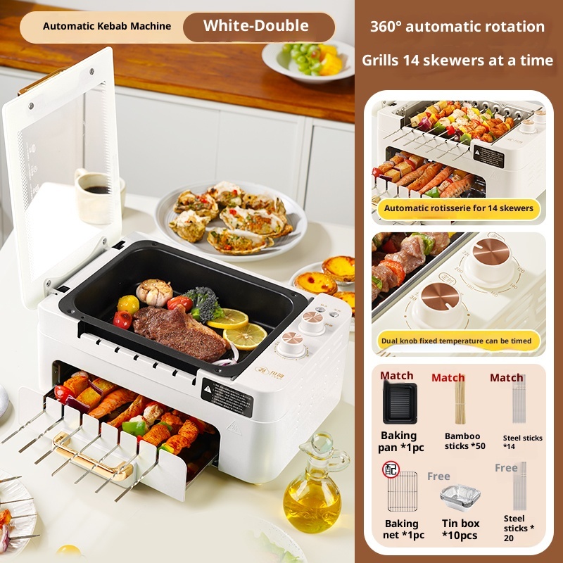 Fully automatic rotary frying and baking machine, household smoke-free electric oven