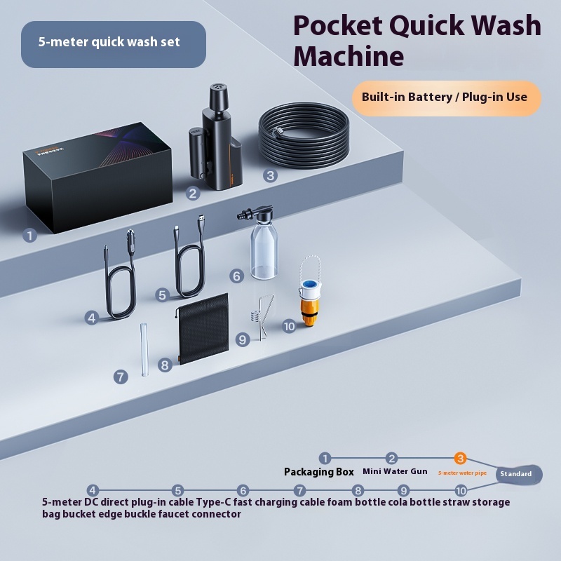 Wireless, car wash, high-pressure water gun, household electric lithium battery boost strong cleaning