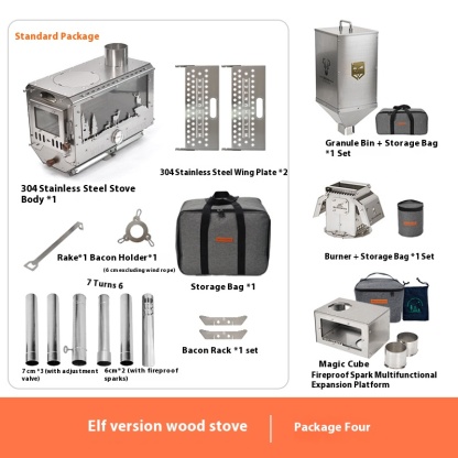 Wilderness Hunter Outdoor Camping Firewood Stove, Tent Stove, 304 Stainless Steel Folding Oven