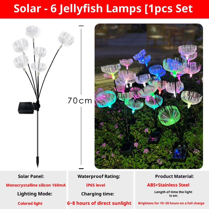 Solar fiber optic jellyfish lamp, outdoor waterproof decorative plug-in lamp