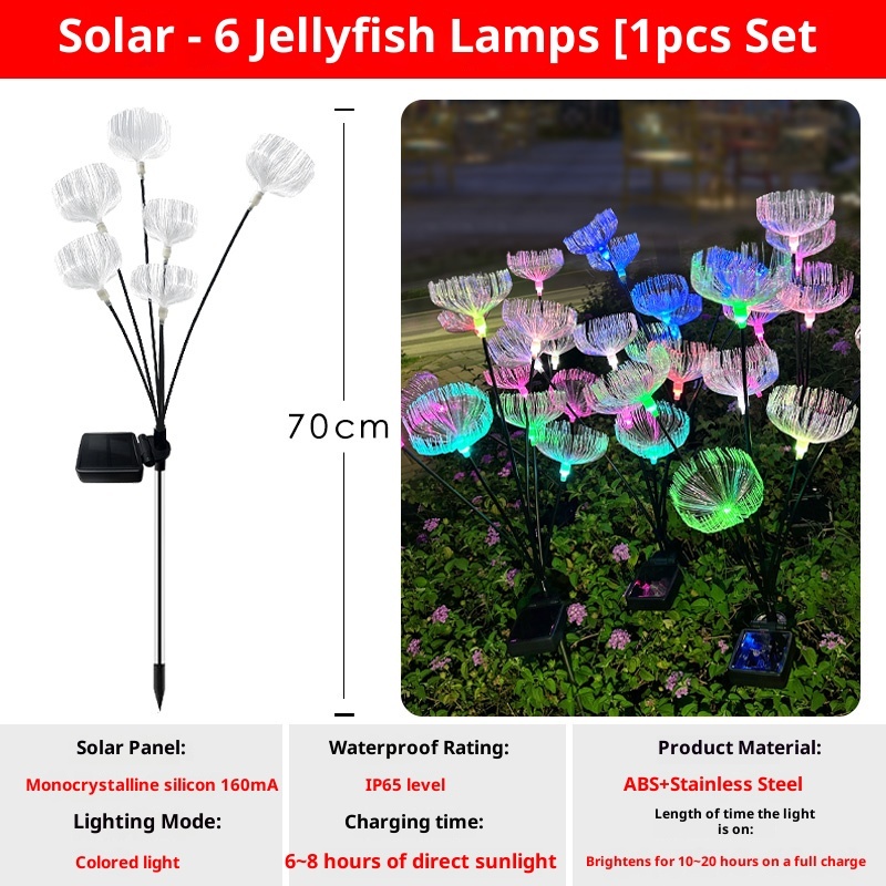 Solar fiber optic jellyfish lamp, outdoor waterproof decorative plug-in lamp