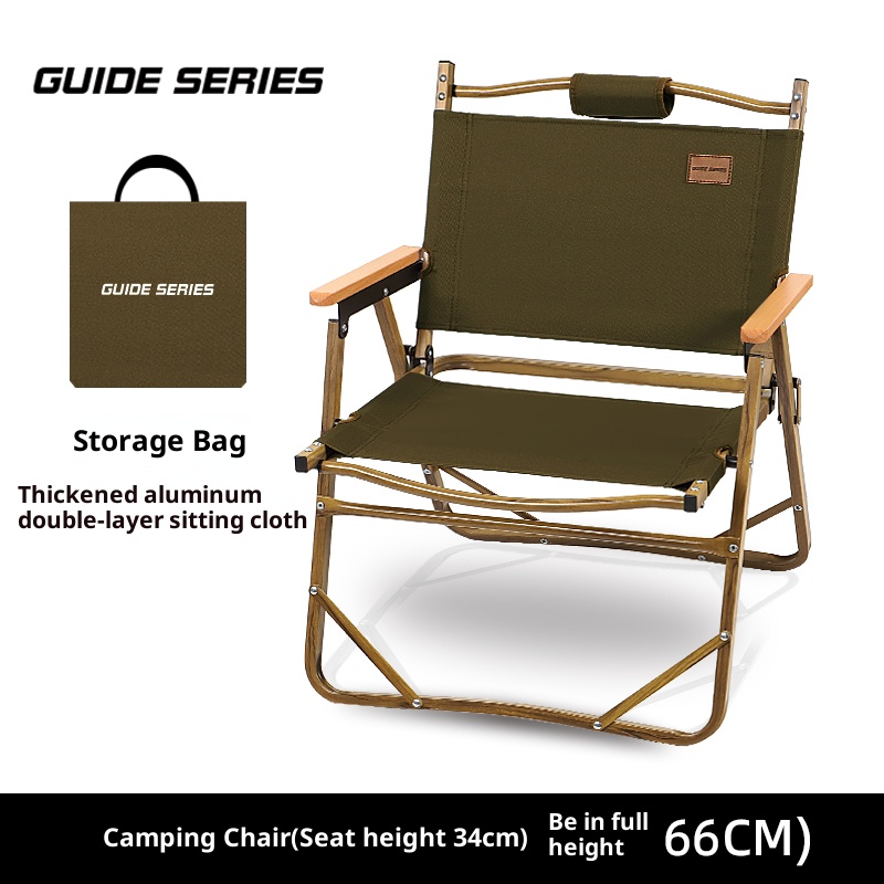 Outdoor aluminum alloy folding chair, camping backrest chair