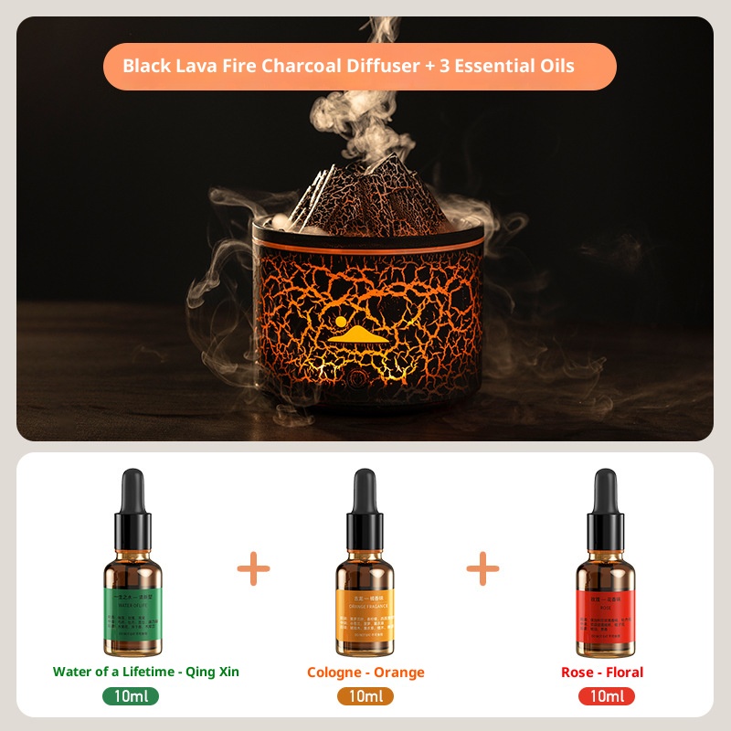 Creative lava charcoal aromatherapy machine, simulated smoke ring flame humidifier