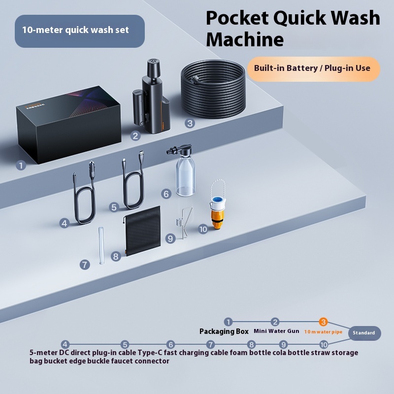 Wireless, car wash, high-pressure water gun, household electric lithium battery boost strong cleaning