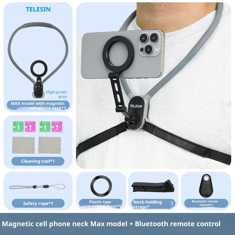 Mobile phone magnetic neck holder, chest mounted anti shake live streaming holder for shooting, VLOG cycling holder