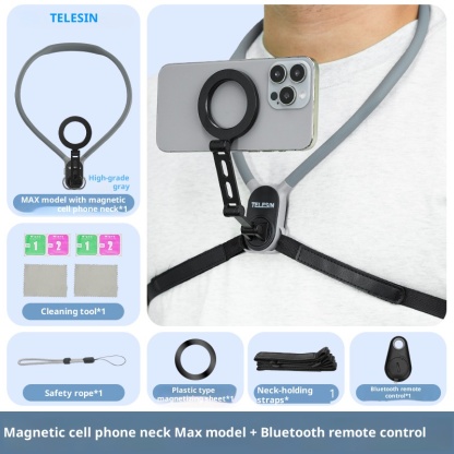 Mobile phone magnetic neck holder, chest mounted anti shake live streaming holder for shooting, VLOG cycling holder