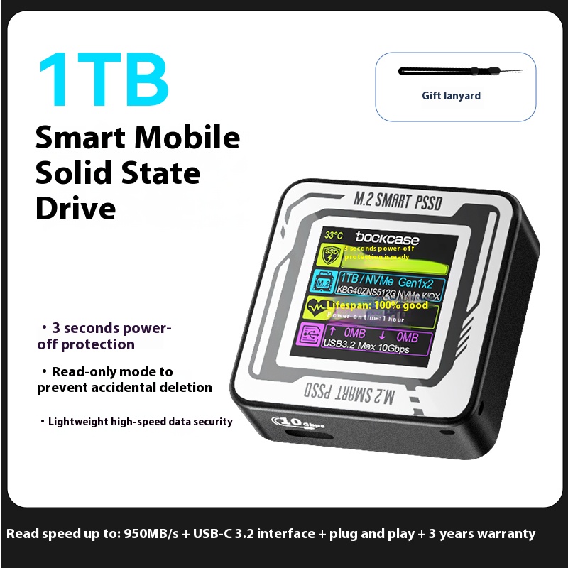 Solid state drive box, external portable hard drive, portable, suitable for computers, tablets, and mobile phones